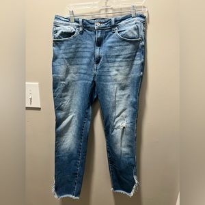 Kancan High Wasted Raw Ankle Slit 13 / 30 Jeans Distressed